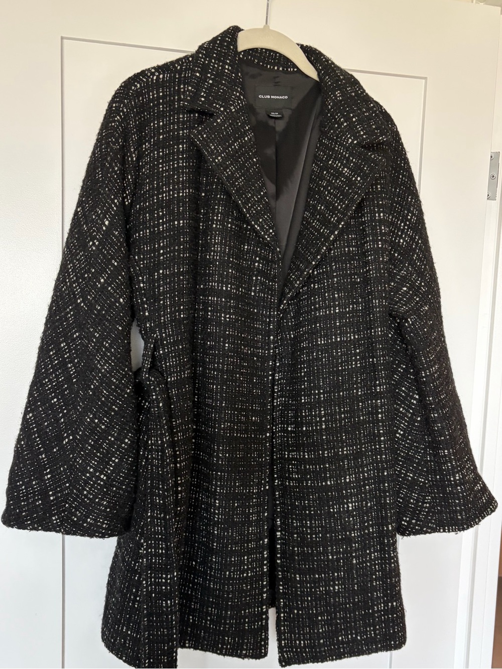 Club Monaco Black and White Wool-blend Coat